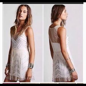 free people sheer beaded top sz L new with tags